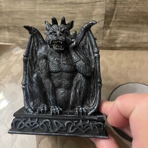 Gargoyle Gathering Coaster Set Gothic Celtic Knot Resin Stone Finish 5 Piece Set